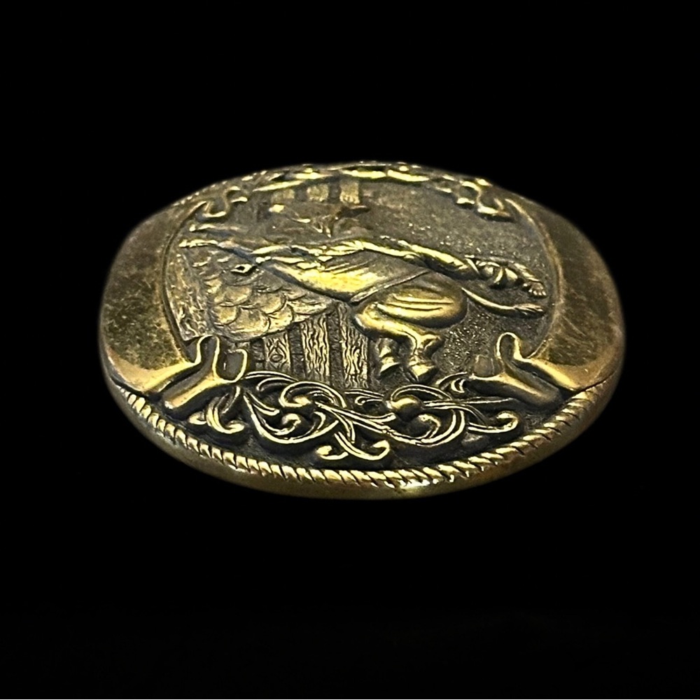 Vintage Chambers Western Belt Buckle Rodeo Cowboy Bull Rider Solid Metal - Picture 13 of 15